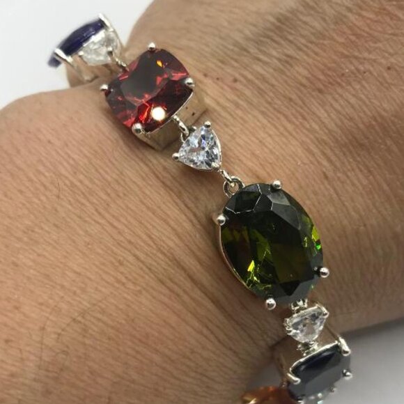 NVC Nataliya V Collister Silver-Tone Multi Colored Glass Gems Bracelet - Picture 9 of 9